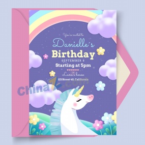 儿童卡通生日贺卡模板